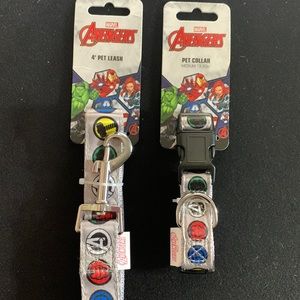 Marvel Avengers 4 foot pet leash and matching pet collar. NWT